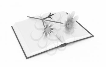 Wonderful flower cosmos on the exposed book