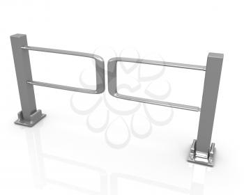 Three-dimensional image of the turnstile on a white background