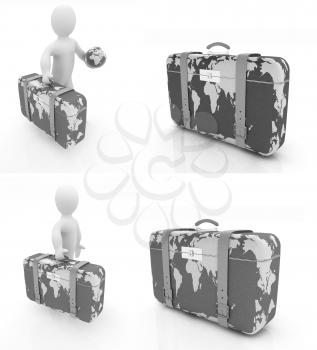 Suitcase for travel set on a white background