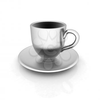 Cup on a saucer on white background