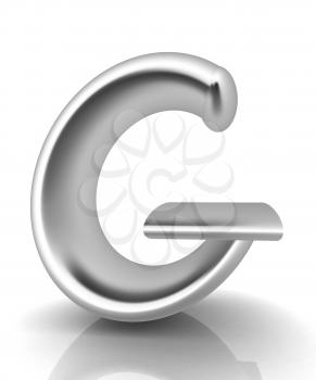 3D metall letter G isolated on white 