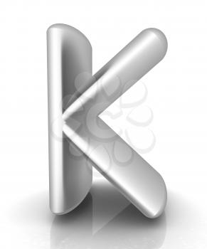 3D metall letter K isolated on white 