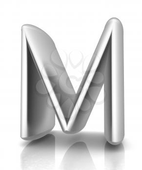 3D metall letter M isolated on white 