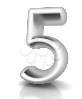 Number 5- five on white background