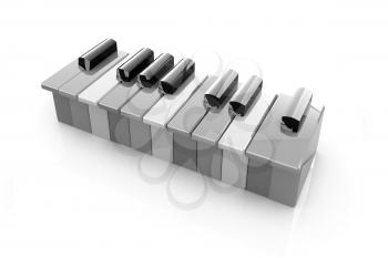 Colorfull piano keys on a white background 
