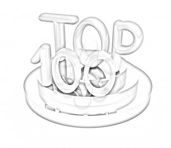 Top hundred icon on white background. 3d rendered image