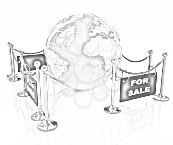 Global mega-exhibition with online sales on a white background
