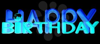Happy Birthday3d colorful text with earth on a black background