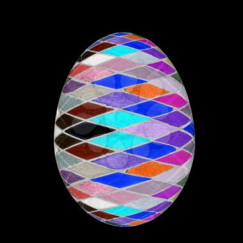 Easter Egg with colored strokes Isolated on black background. 3d