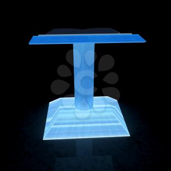 3d render of podium with an open book 