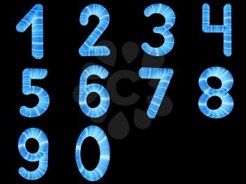 Wooden numbers set on a black background
