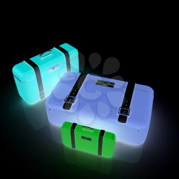 Traveler's suitcases. Family travel concept