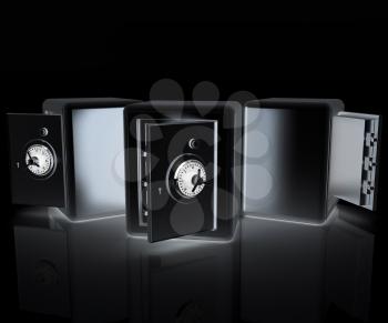 Security metal safes with empty space inside 