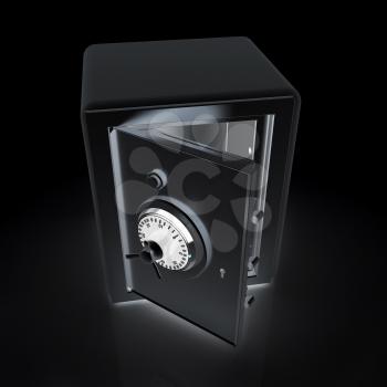 Security metal safe with empty space inside 