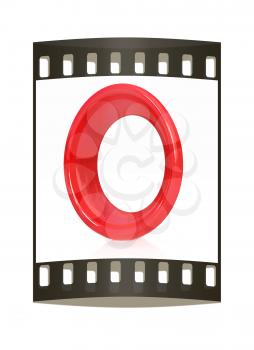 Alphabet on white background. Letter O on a white background. The film strip
