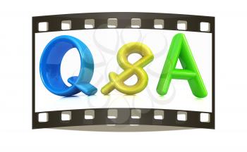 3d colorful text Q&S on a white background. The film strip