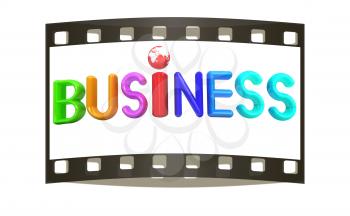 3d colorful text business on a white background. The film strip