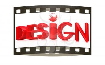 3d red text design on a white background. The film strip