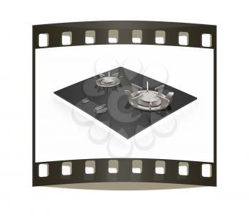 3d gas-stove on a white background. The film strip