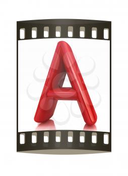 Alphabet on white background. Letter A on a white background. The film strip