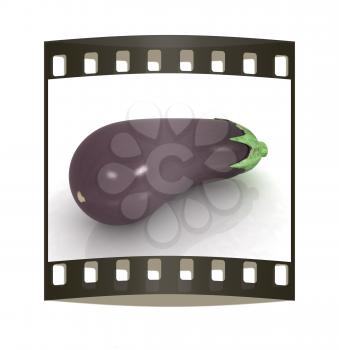 eggplant on a white background. The film strip
