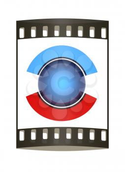 Button sphere and two poles isolated on white background. The film strip
