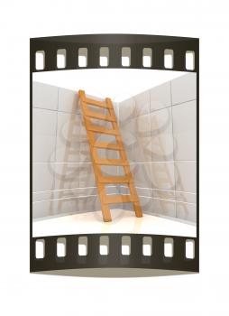Reflective wall and stairs. The film strip