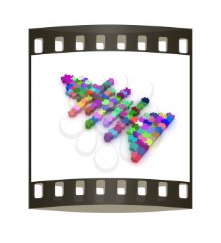 Icon on a theme fish. Puzzle. Illustration for design on a white background. The film strip