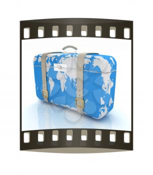 suitcase for travel on a white background. The film strip