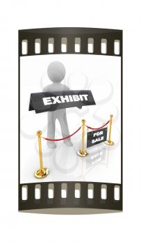3d man opens the exhibition on a white background. The film strip