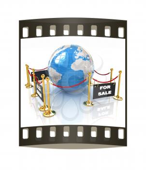Global mega-exhibition with online sales on a white background. The film strip