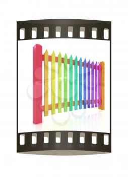Colorfull glossy fence on a white background. The film strip