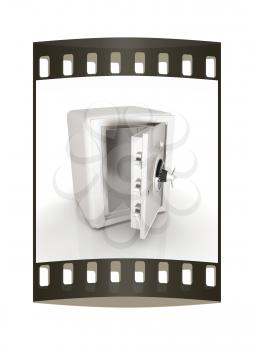 Security metal safe with empty space inside. The film strip 
