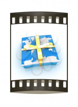 earth for gift on a white background. The film strip