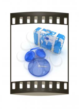 Suitcase for travel. The film strip
