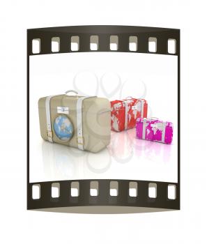 Suitcases for travel. The film strip