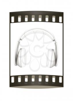 Headphones Isolated on White Background. The film strip