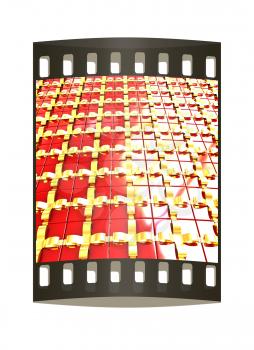 Bright christmas gift background. The film strip