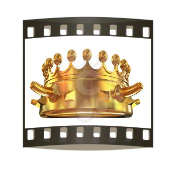 Gold crown isolated on white background. The film strip