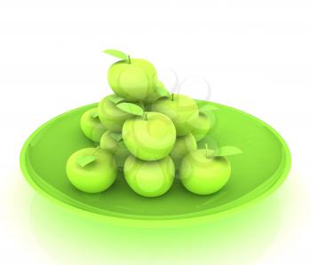 apples in a plate on white