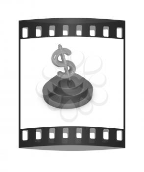 icon dollar sign on podium on a white background. The film strip