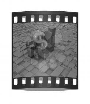Currency dollar business graph on abstract urban background. The film strip