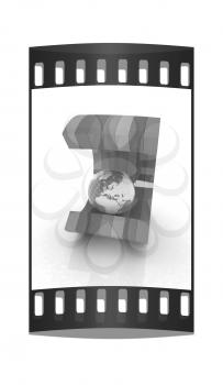 3d colorful abstract shape and Earth on a white background. The film strip