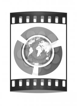 Earth and semi-circles on a white background. The film strip