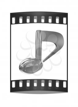 Golden note icon on a white background. The film strip