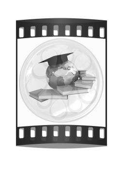 Global Education button on a white background. The film strip