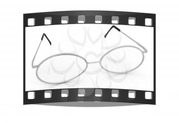 glasses on a white background. The film strip
