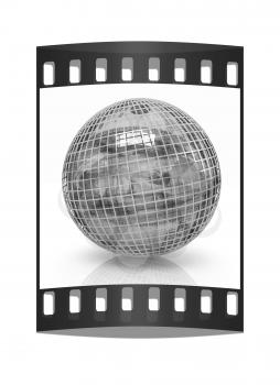 Sphere from  dollar on a white background. The film strip