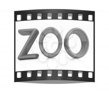 Colorful 3d text Zoo on a white background. The film strip