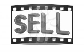 sell 3d red text on a white background. The film strip